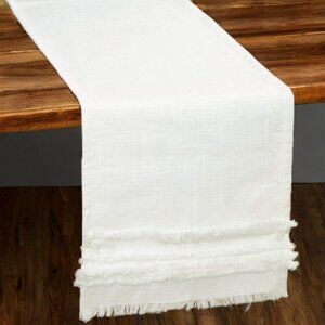 Farmhouse Table Runner White Decorative Cloth Country Cottage Decoration 12x72